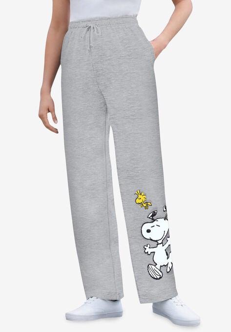 Peanuts Heather Grey Snoopy Woodstock Fleece Sweatpants, HEATHER GREY SNOOPY WOODSTOCK, hi-res image number null