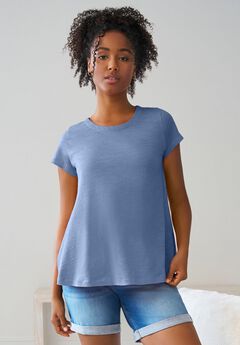 Cotton Jersey Slub Cap Sleeve Trapeze Tee