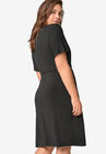Side-Knot Faux Wrap Knit Dress, , on-hover image number null