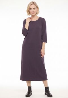 Cotton Spandex Jersey Three-Quarter Sleeve Scoopneck Maxi Dress