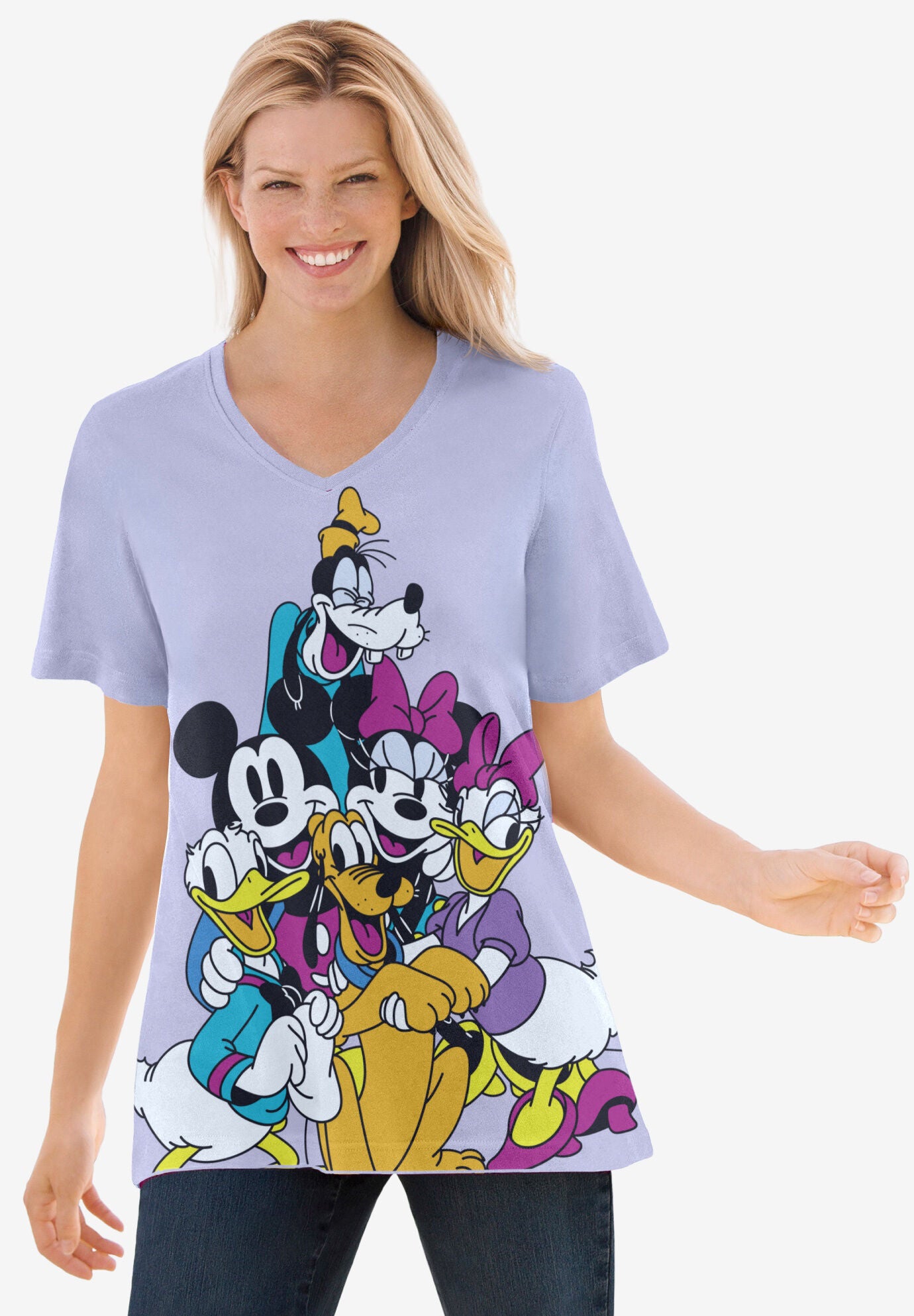 Short Sleeve V neck Disney Friends Tee