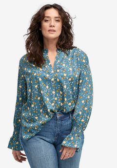 Floral Notch-Neck Blouse
