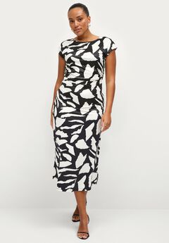 Ruched A-Line Knit Midi Dress