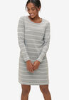 Scoop Neck Sleep Shirt, HEATHER GREY WHITE STRIPE, hi-res image number null
