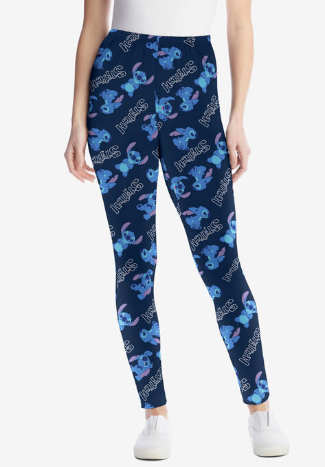 Disney Women's Navy Leggings Stitch All Over Print, NAVY ALLOVER STITCH, hi-res image number null
