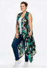 Printed Open Front Duster Vest, , alternate image number null