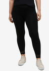Scallop Lace Hem Leggings, BLACK, hi-res image number null