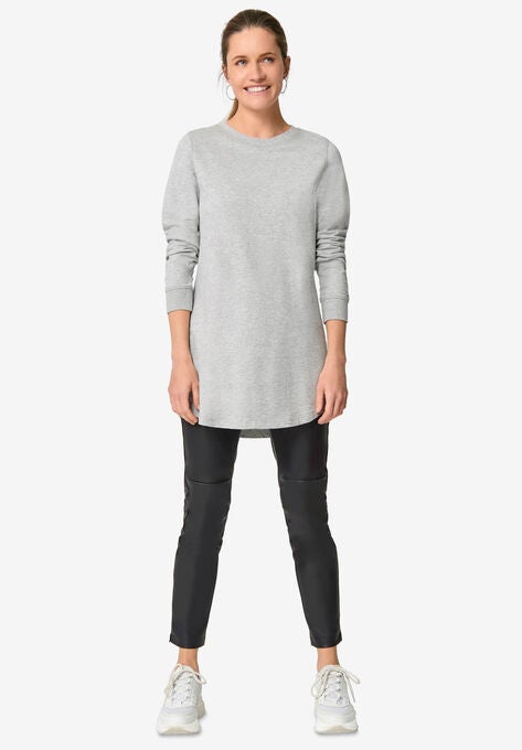 Sweatshirt Tunic with Shirttail Hem, HEATHER GREY, hi-res image number null