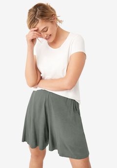 Relaxed Fit Elastic Waistband Stretch Jersey Shorts