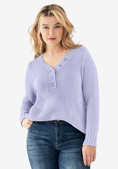 Button Y-neck Sweater