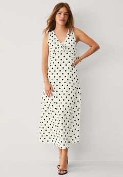Sleeveless A-line Long Midi Dress With Flower Pin
