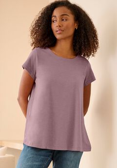 Cotton Jersey Slub Cap Sleeve Trapeze Tee