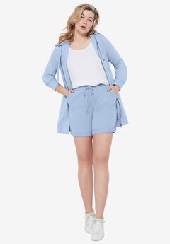 Ellos Studio French Terry Elastic Waist Drawstring Shorts