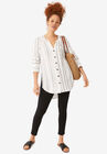Striped Linen Blend Tunic, , alternate image number null