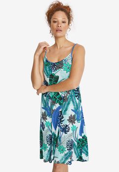 Stretch Knit Scoop Neck Tank A Line Dress