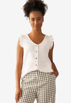 Plus Size White Cotton Tops
