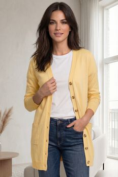 Long Button Front Cardigan