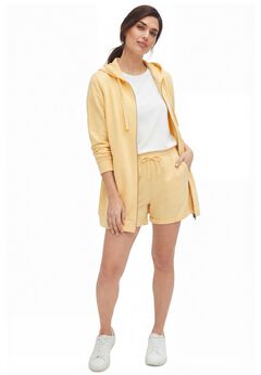 French Terry Drawstring Elastic Waist Shorts