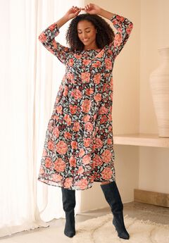 Sheer Overlay Tiered Dress