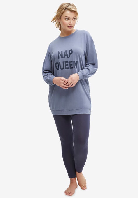 2-Piece Tunic & Legging PJ Set, NIGHT BLUE NAP QUEEN, hi-res image number null