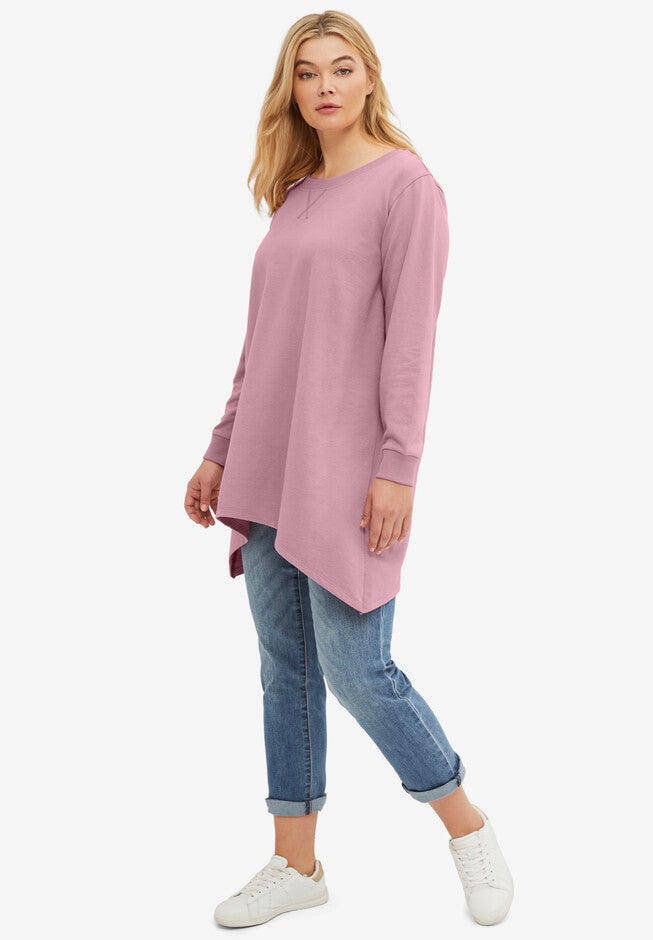 Point Hem Sweatshirt Tunic, , on-hover image number null
