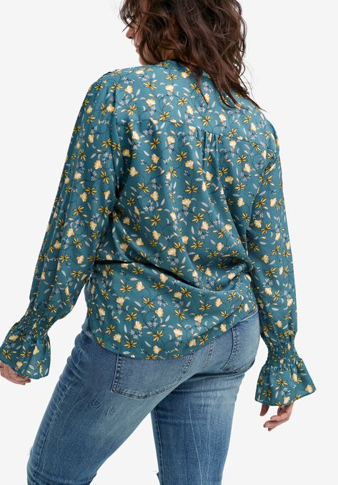 Floral Notch-Neck Blouse, , on-hover image number null