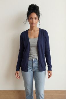 V-Neck Button-Front 100% Cotton Everyday Cardigan