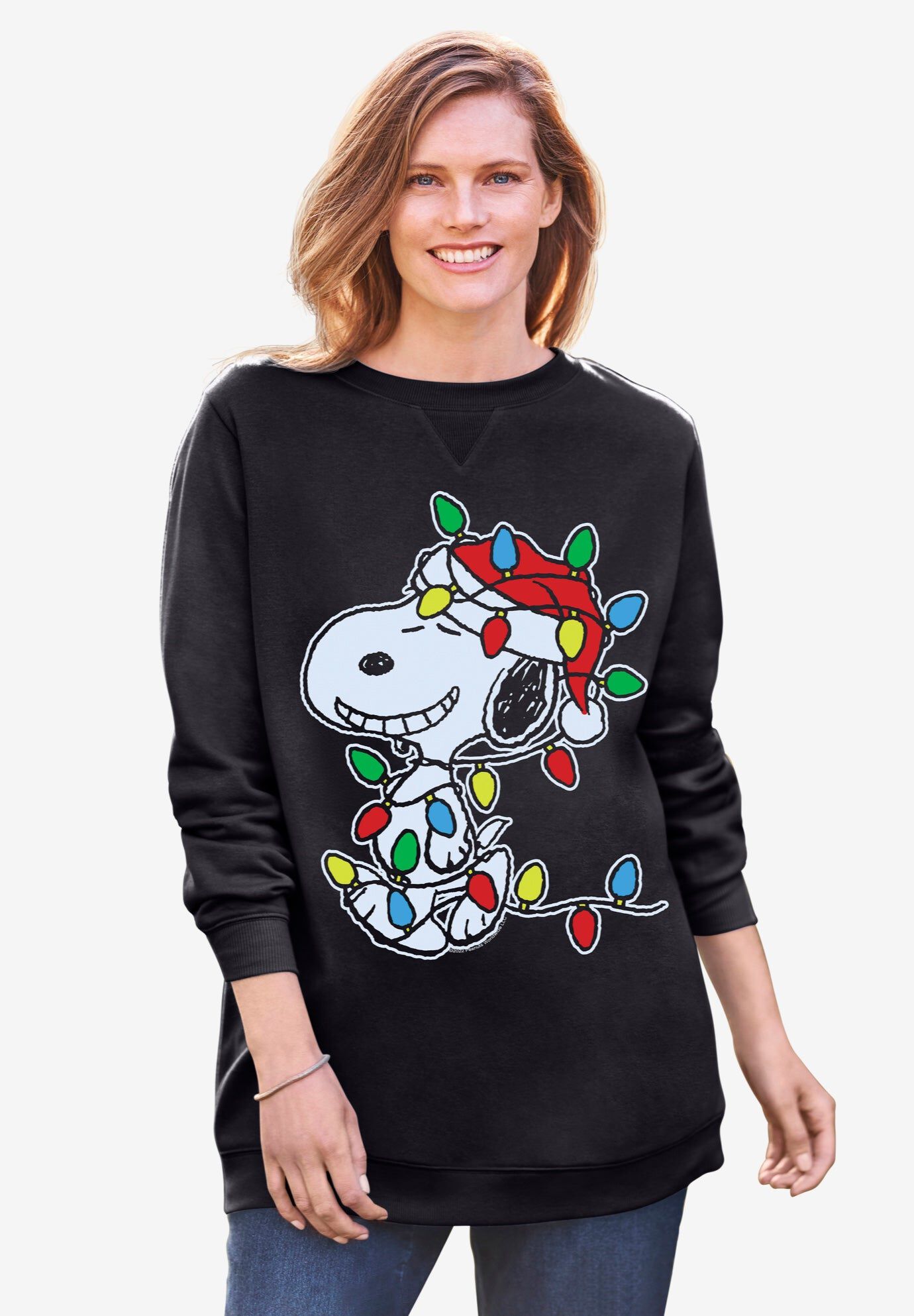 Peanuts Black Snoopy Lights Sweatshirt, BLACK SNOOPY LIGHTS, hi-res image number 0