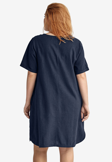 Linen-Blend A-Line Dress, , alternate image number null