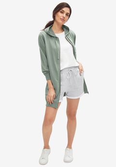 Ellos Studio French Terry Elastic Waist Drawstring Shorts