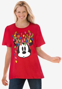 Disney Short Sleeve Crew Tee Red Mickey Lights