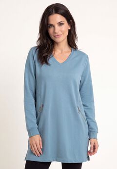 Zip Pocket French Terry Sweatshirt Tunic