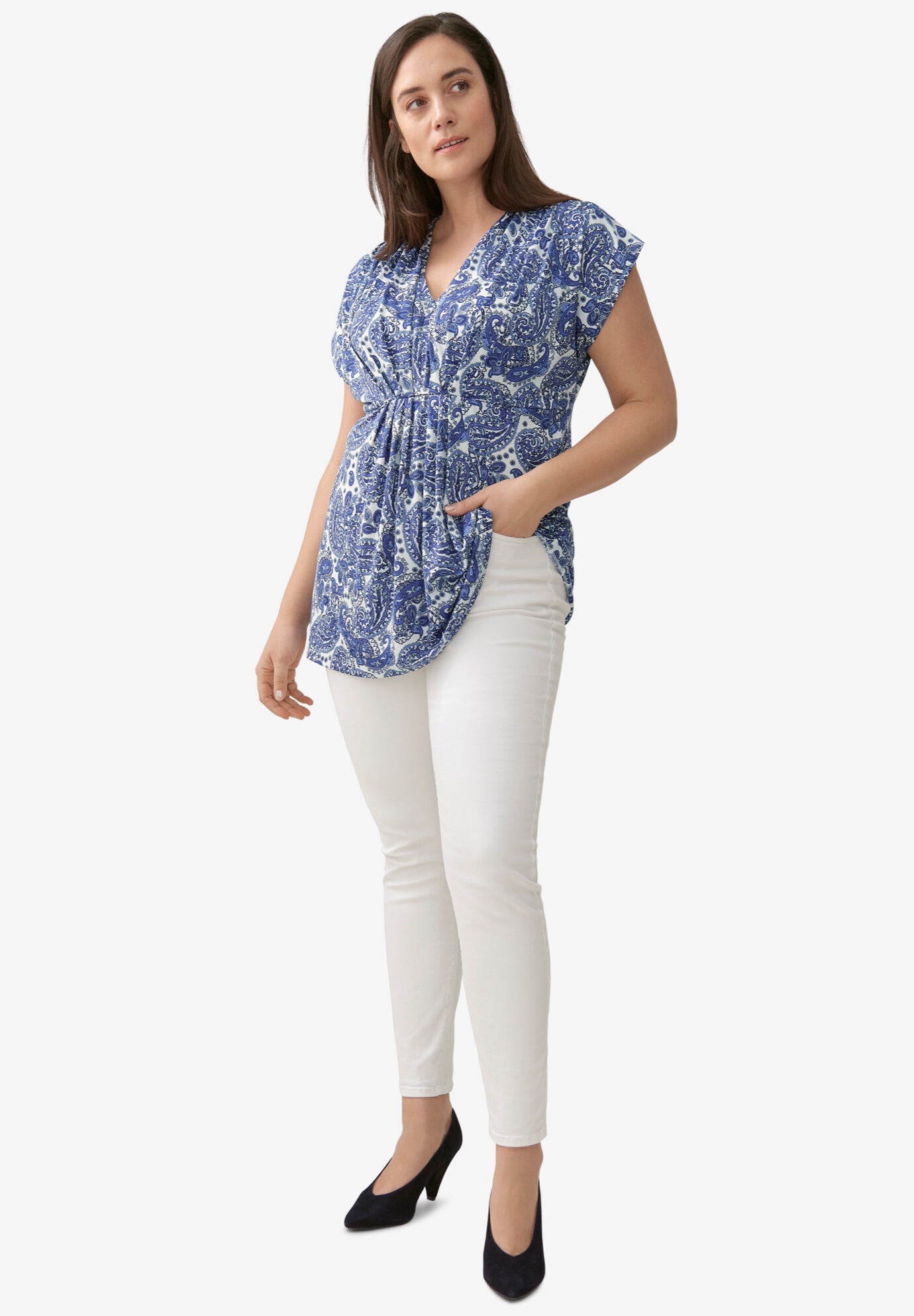 V-Neck Tunic With Gathered Bodice, , alternate image number 2