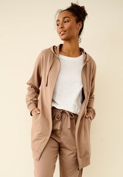 Ellos Studio French Terry Long Sleeve Zip-Front Tunic Hoodie