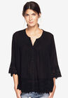 Crochet Trim Blouse, BLACK, hi-res image number null