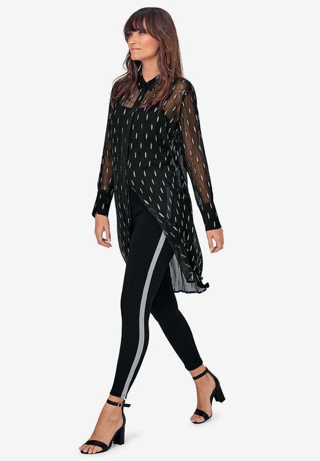 Glitter Side Stripe Ponte Leggings, , alternate image number 2