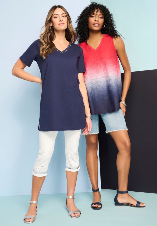 Ultimate Rhinestone V Neck Tunic image number 1