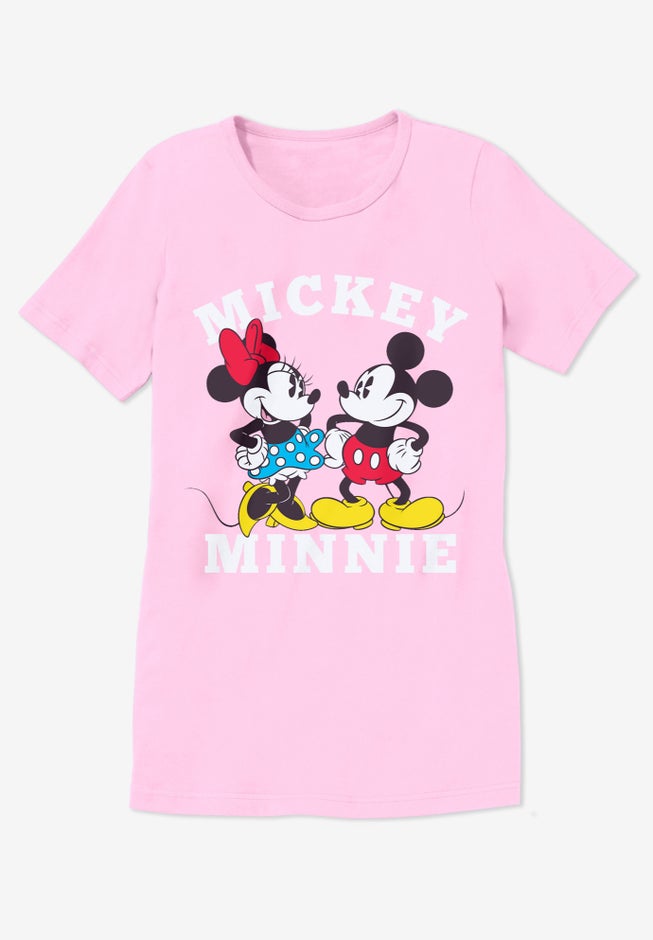 Disney Short Sleeve Crew Tee Pink Mickey Minnie image number 1
