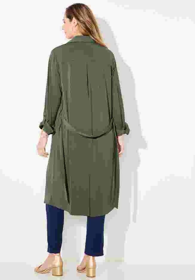 Convertible Buttonfront Shirt Dress image number 1
