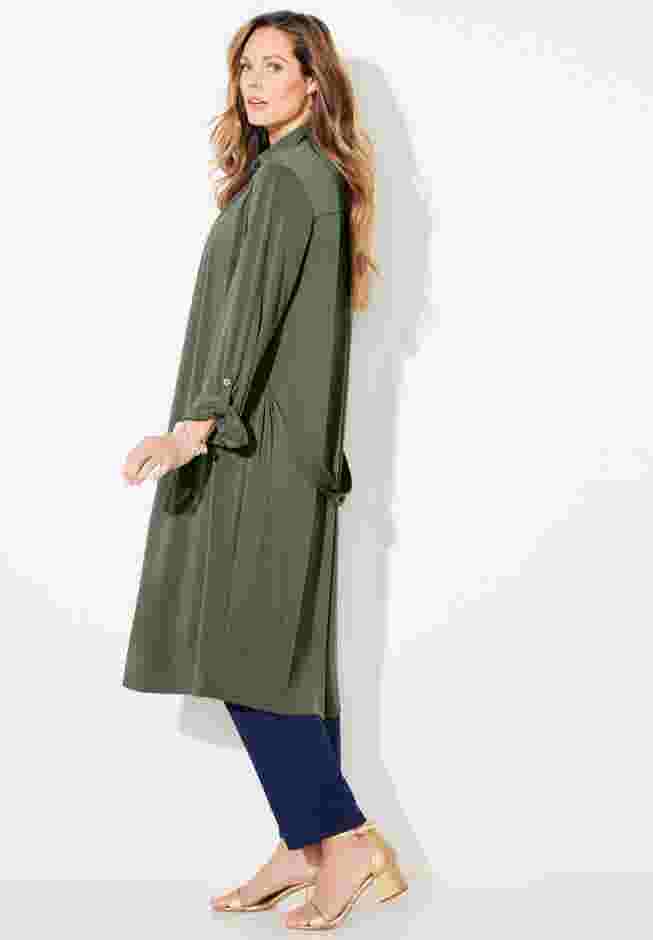 Convertible Buttonfront Shirt Dress image number 4