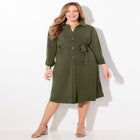 Convertible Buttonfront Shirt Dress image number null