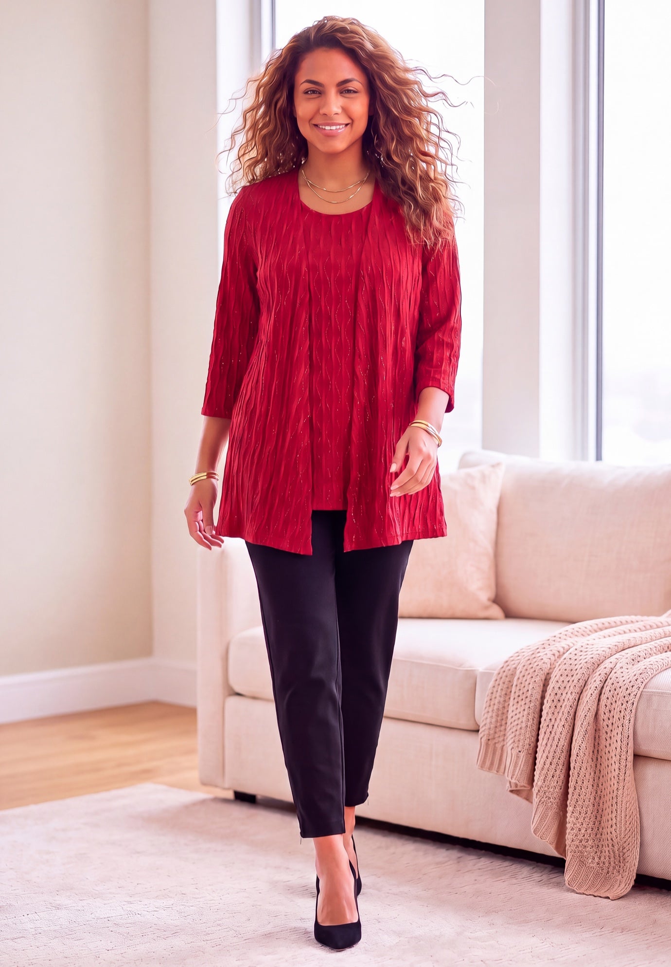 Wave Soft Knit Cardigan & Tank One Piece Top image number 0