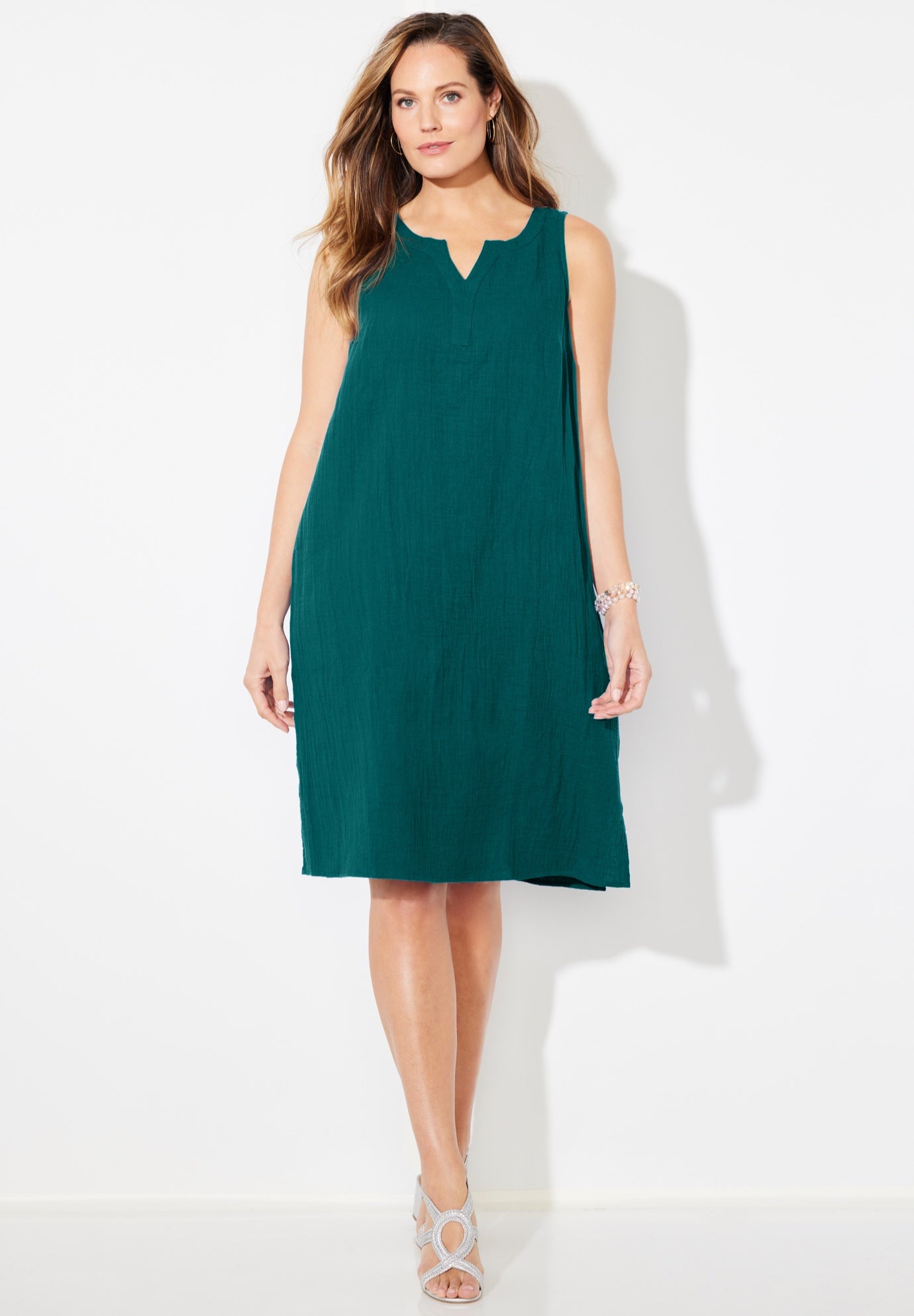 AnyWear Pucker Cotton Shirt Dress image number 0