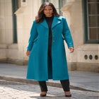 Plus Size Long Tailored Wool Blend Coat image number null