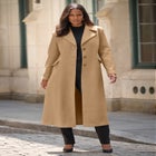 Plus Size Long Tailored Wool Blend Coat image number null
