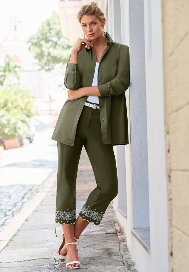 Stretch Poplin Classic Cropped Straight Leg Pant image number 2