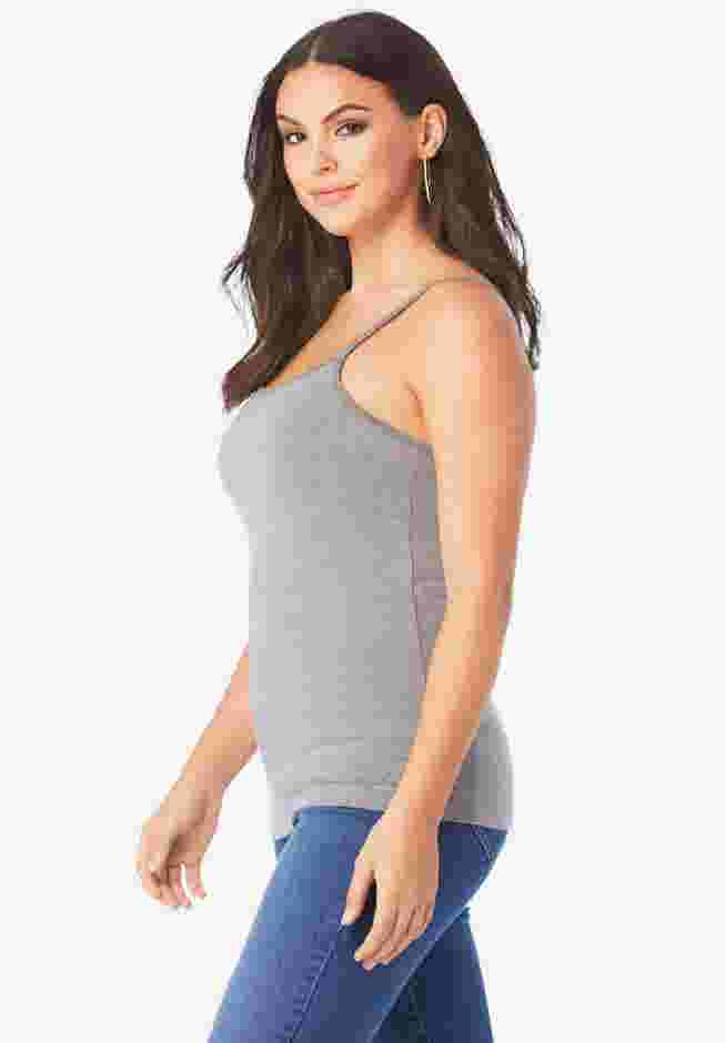 Plus Size Cami with Built-In Bra and Adjustable Straps image number 2