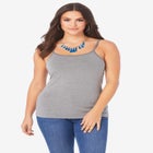 Plus Size Cami with Built-In Bra and Adjustable Straps image number null
