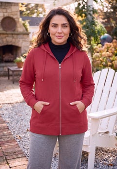 Cloud Knit Ribbed Zip-Front Hoodie
