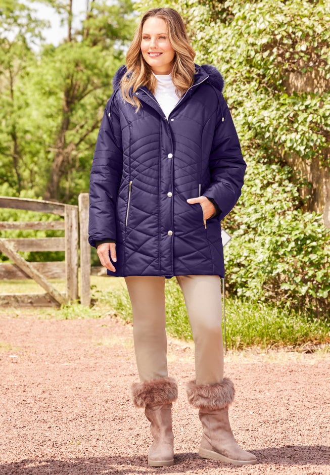 Faux Fur Hood Puffer Coat image number 1